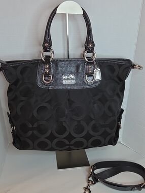 Coach Black Madison Op Art Lindsay Satchel- Style 12963